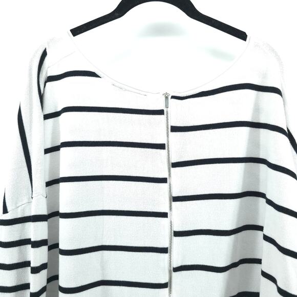 Lane Bryant Asymmetrical Black and Cream Striped Sweater Purple Cuffs| 22/24 - Picture 5 of 9